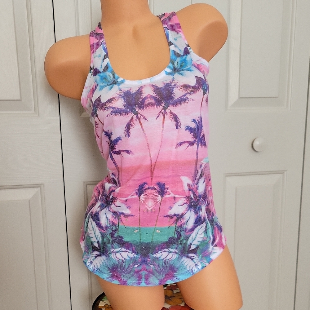 Express Tropical Palm Tree Racerback Tank